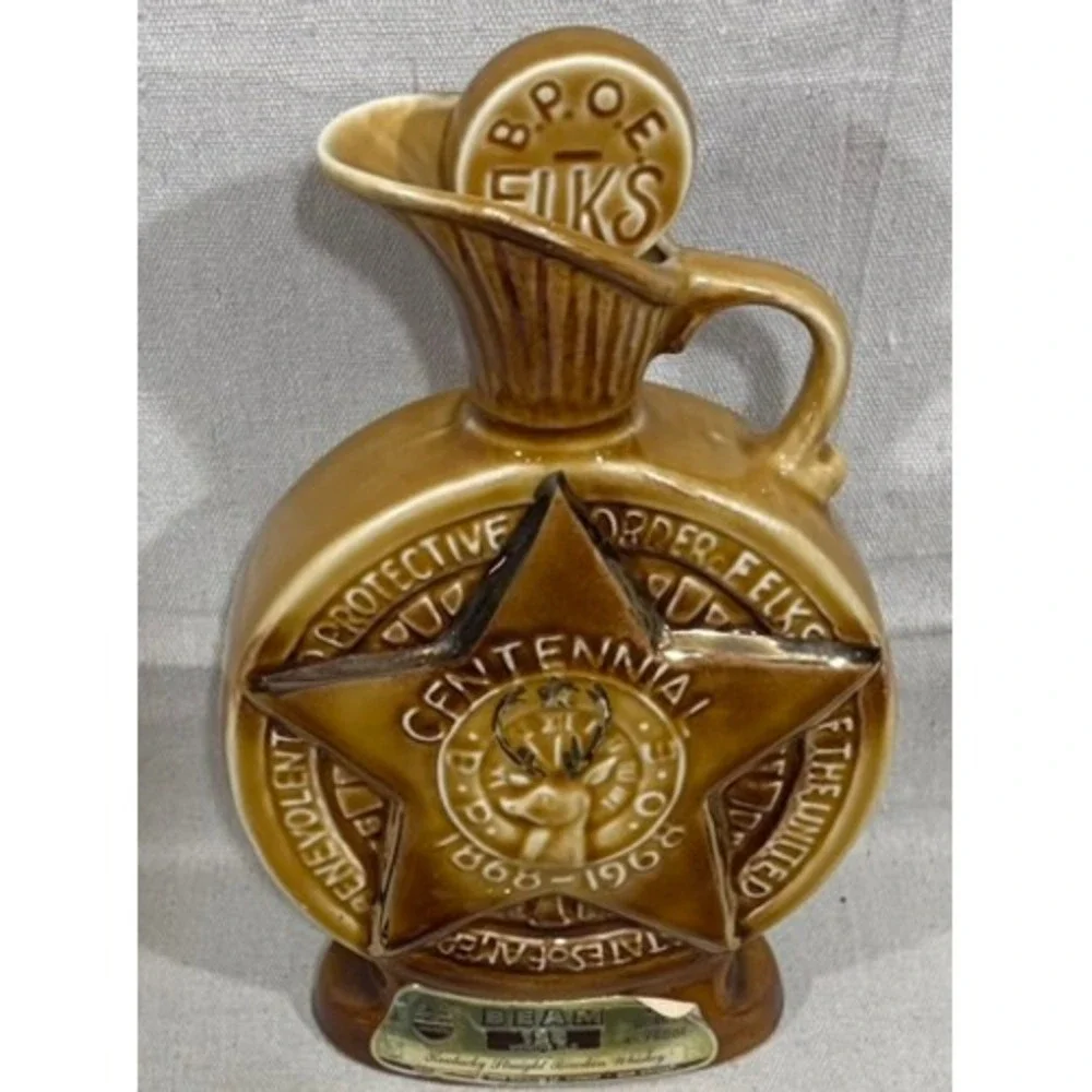 Vintage 1968 Jim Beam Elks Centennial Decanter BPOE Regal China Empty Bottle
